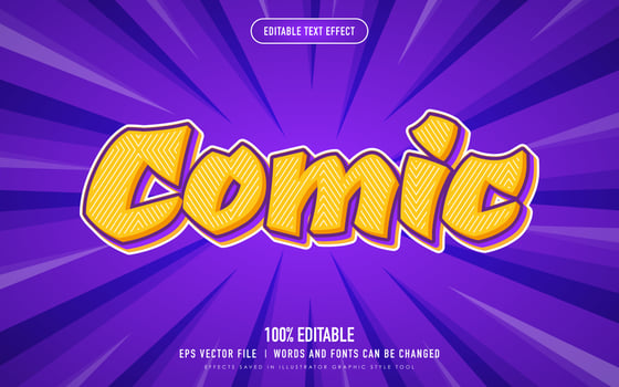 purple color text effect comic style vector