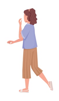 Surprised young lady semi flat color vector character
