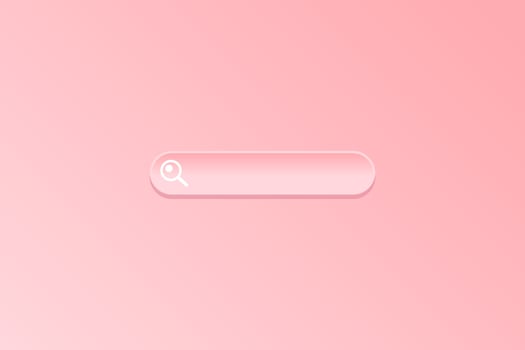 illustration, minimal blank search bar on pink background. 3d rendering web search concept, vector