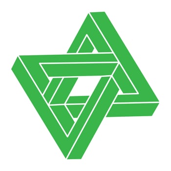 Impossible shapes, optical illusion figure, vector. Paradox. Optical art object. Geometry logo. vector