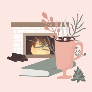Scandinavian interior home decorations - wreath, cat, tree, gift, candles, table. Compositions. Cozy Winter holiday season. Cute Hygge style. Vector. Isolated. vector