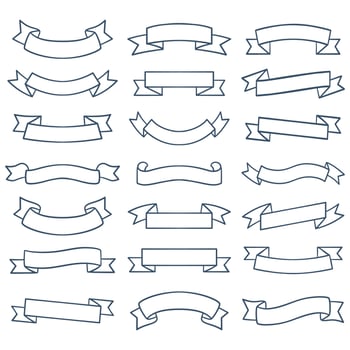Hand drawn ribbon banner collection vector