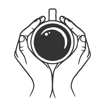 Hand drawn Female hand holding cup of coffee vector