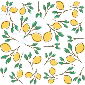 Tropical seamless pattern with yellow lemons vector
