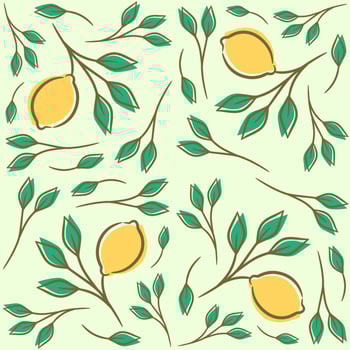 Tropical seamless pattern with yellow lemons vector