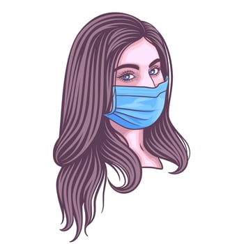 women protective mask against for virus, woman wearing a mask vector