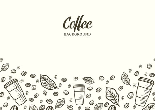 Hand drawn background with coffee bean vector