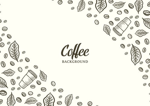 Hand drawn background with coffee beans vector