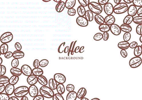 Hand drawn background with coffee beans vector
