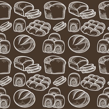 Bread and bakery seamless pattern vector