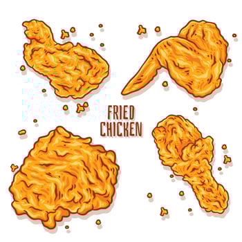 Crispy fried chicken vector illustration