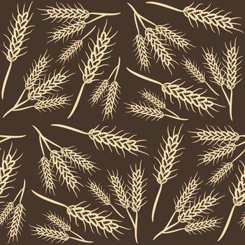Wheat seamless pattern background hand drawn vector