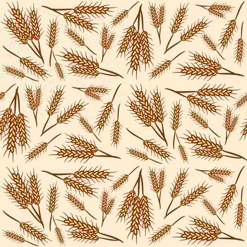 Wheat seamless pattern background hand drawn vector