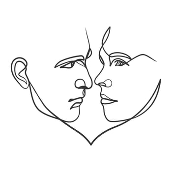 Continuous line art drawing couple. Line art man and woman vector