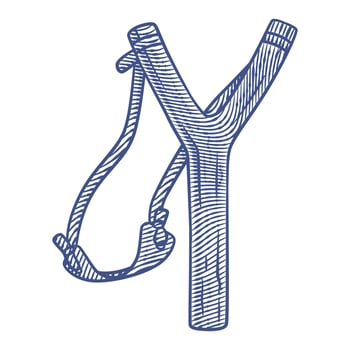 line art wooden slingshot vector illustration