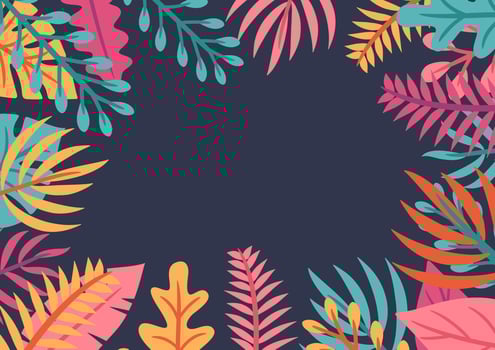 Modern tropical leaves background design vector