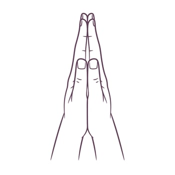 Line art drawing of praying hand. Praying hands vector