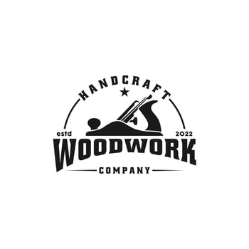 Vintage Woodworking Wood Fore Plane or Jack Plane Logo design vector