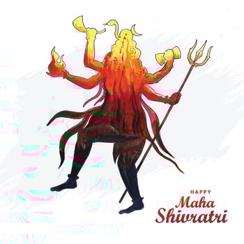 Hand draw lord shiva blessings maha shivratri holiday card background vector