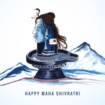 Maha shivratri festival with shiv ling holiday card background vector