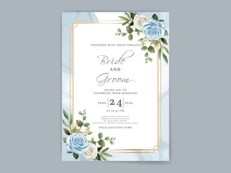 Elegant floral hand drawn wedding invitation card template vector