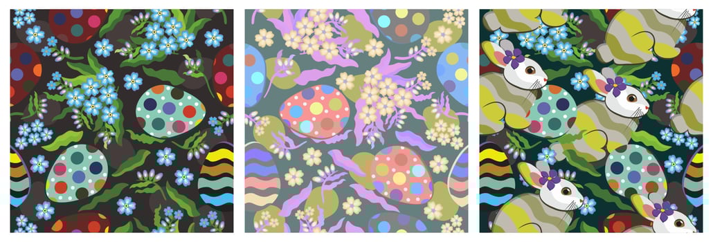 Vector seamless Easter pattern set.