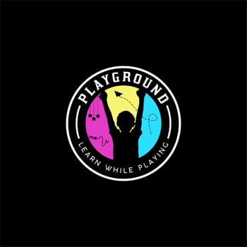 Colorful Playground kindergarten  Label logo design vector