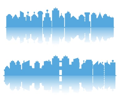 blue city skyscraper vector illustration