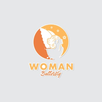 Beauty Butterfly Woman Logo Design Inspiration vector