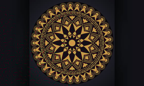Mandala pattern Design. Golden ornament on black background. vector