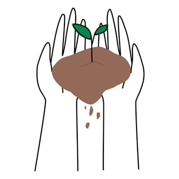 Embrace plants and seedlings. Grow vegetables with this pair of hands. Hand drawn vegetable vector. Vegetable vector for decoration. Wrapping paper pattern. Gardening. Save the world.