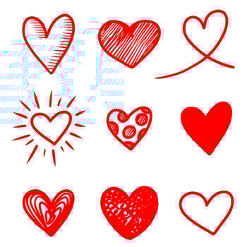 set of doodle hearts isolated on white background. hand drawn of icon love. vector illustration.