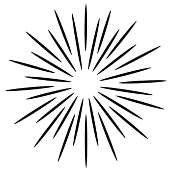 Starburst, sunburst  hand drawn. Design Element Fireworks Black Rays. Comic explosion effect. Radiating, radial lines. vector