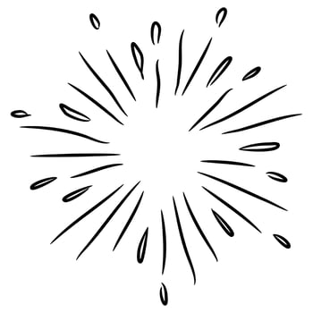 Starburst, sunburst  hand drawn. Design Element Fireworks Black Rays. Comic explosion effect. Radiating, radial lines. vector