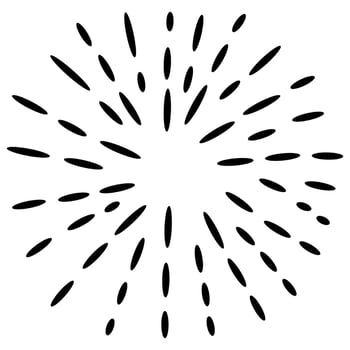 Starburst, sunburst  hand drawn. Design Element Fireworks Black Rays. Comic explosion effect. Radiating, radial lines. vector