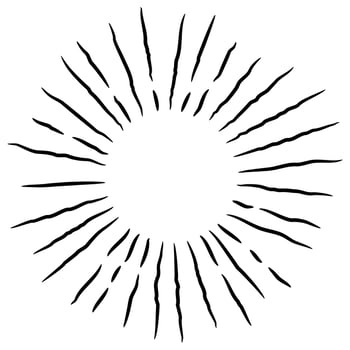 Starburst, sunburst  hand drawn. Design Element Fireworks Black Rays. Comic explosion effect. Radiating, radial lines. vector
