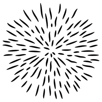 Starburst, sunburst  hand drawn. Design Element Fireworks Black Rays. Comic explosion effect. Radiating, radial lines. vector