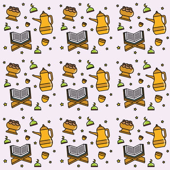 Ramadan doodle seamless pattern vector design