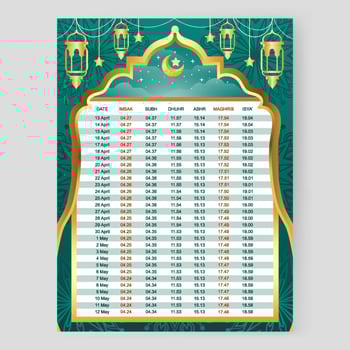 Ramadan Month Calendar 2022 vector