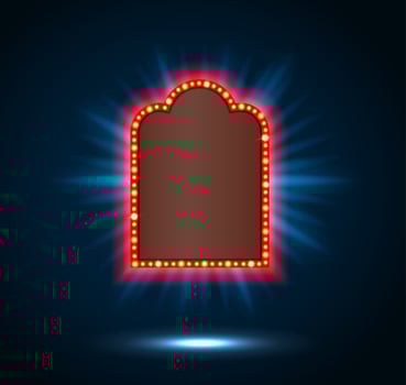 Shining spotlight on billboard sign on blue background.vector vector