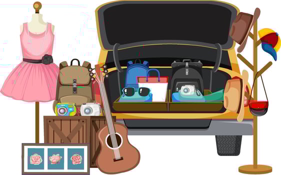 Object for sale at the car boot vector