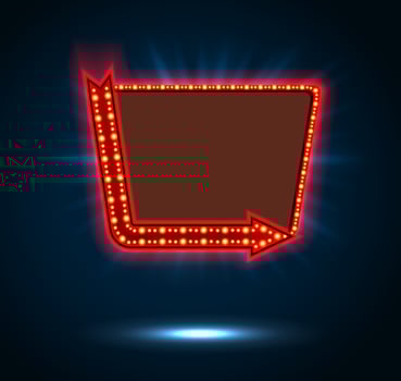 Arrow and billboard sign of shining  blue light .vector vector