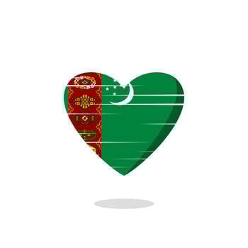 Turkmenistan flag shaped love illustration vector