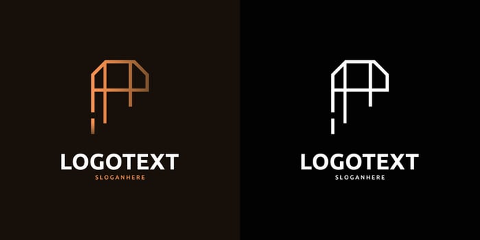 P letter golden logo abstract design on dark color background, P alphabet logo vector