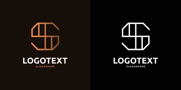 S letter golden logo abstract design on dark color background, S alphabet logo vector