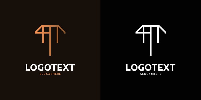 T letter golden logo abstract design on dark color background, T alphabet logo vector