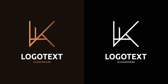 K letter golden logo abstract design on dark color background, K alphabet logo vector