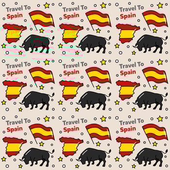 Travel to Spain doodle seamless pattern vector design.