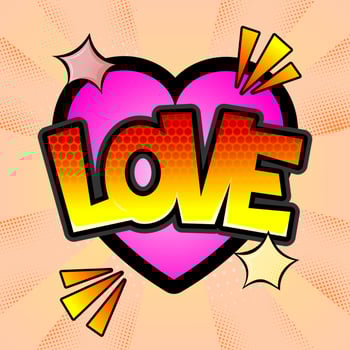 Comic speech bubble with expression text LOVE vector