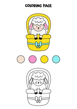 Color cute Easter sheep. Worksheet for kids. vector